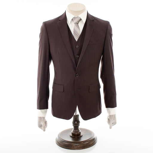 Men's Brown 3-Piece Slim-Fit Suit