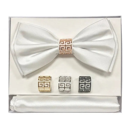 White Bow Tie with Matching Hanky