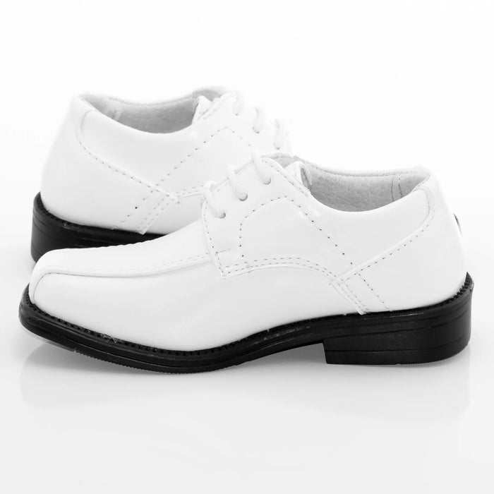 White Leather Derby Kid's Lace-Ups