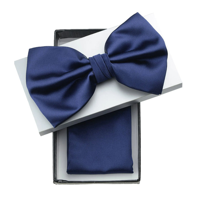 Navy Blue Solid Pre-Tie Satin Bow Tie