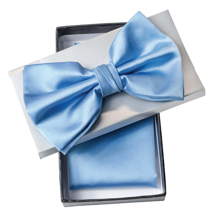 Chambray Blue Solid Pre-Tie Satin Bow Tie