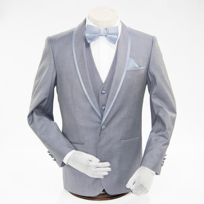 Gray 3-Piece Tailored-Fit Tuxedo with Shawl Lapel