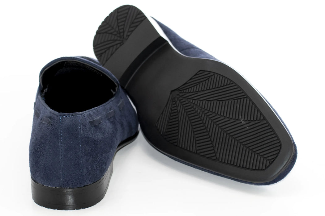 Navy Ultrasuede Loafer With Matching Tassels