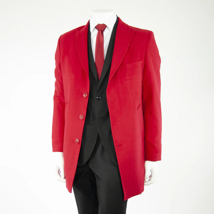 Red Wool-Feel Slim-Fit Overcoat