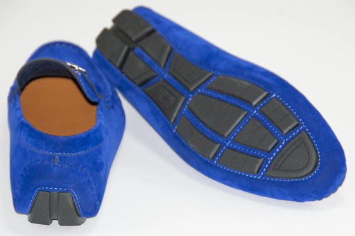 Men's Blue Suede Leather Moccasin Bit-Loafer