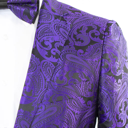 Men's Purple Paisley Modern-Fit Dinner Jacket - Notch Lapel