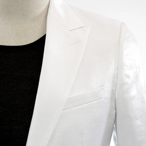 Men's White Metallic 2-Piece Slim-Fit Suit Peak Lapel