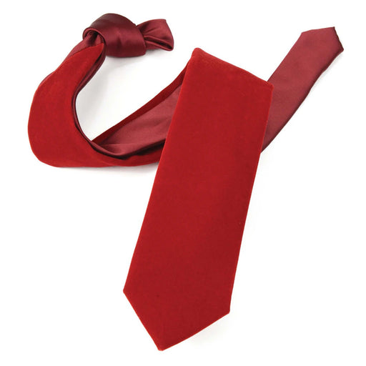 Men's Red Velvet Necktie And Handkerchief