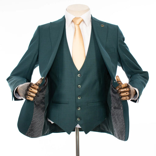 Teal Solid 3-Piece Tailored-Fit Suit