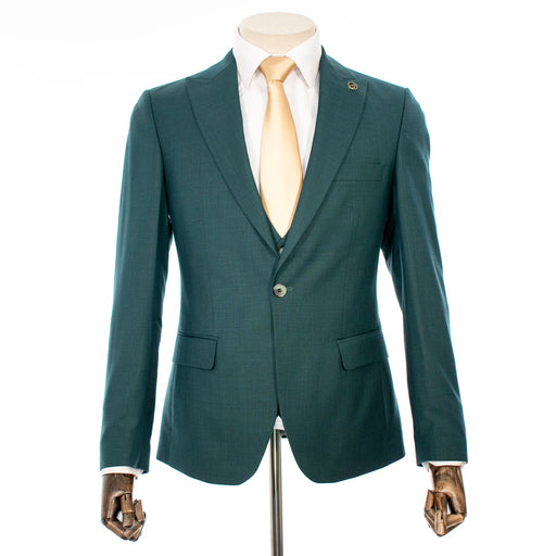 Teal Solid 3-Piece Tailored-Fit Suit