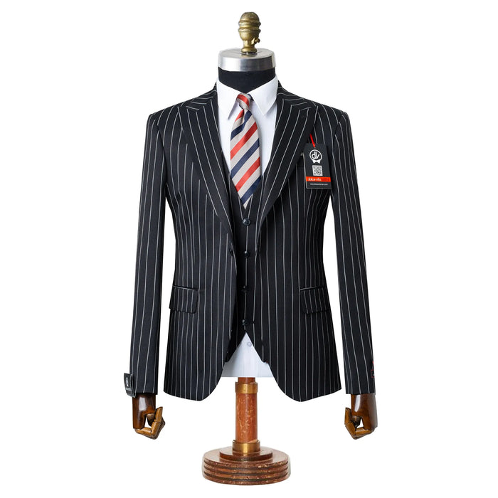 Chauncey | Black Pinstripe 3-Piece Tailored-Fit Suit
