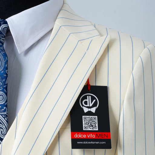 Chauncey | Cream Pinstripe 3-Piece Tailored-Fit Suit