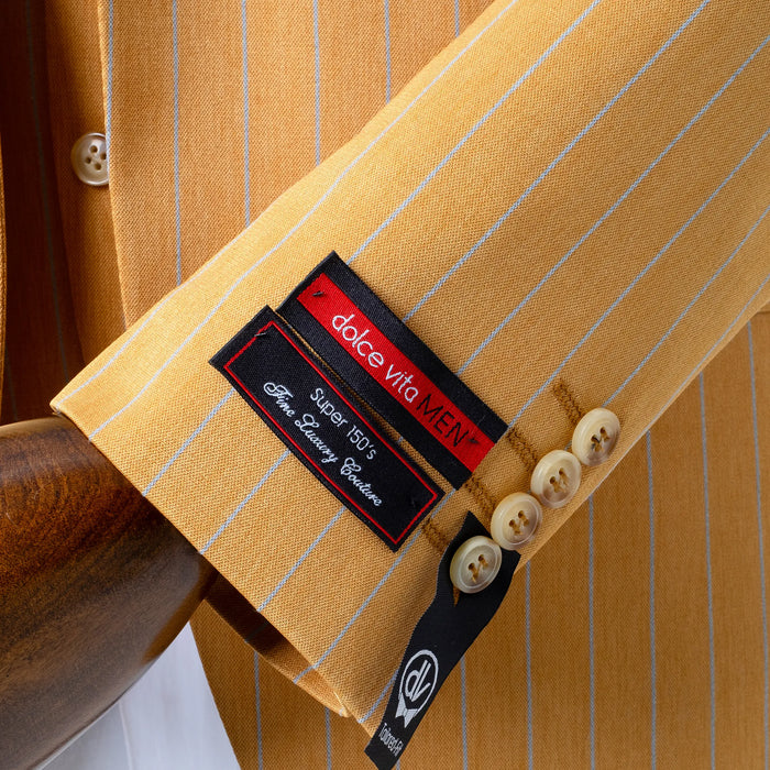 Chauncey | Mustard Pinstripe 3-Piece Tailored-Fit Suit