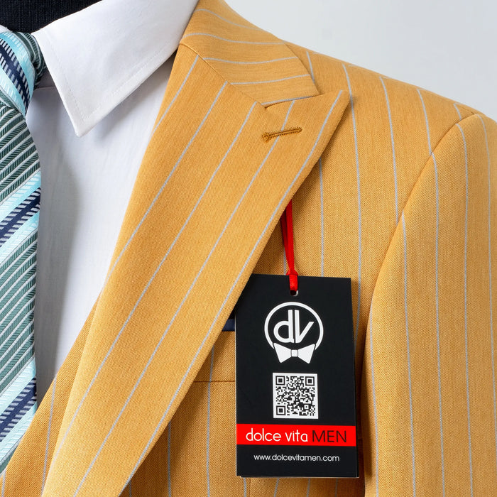Chauncey | Mustard Pinstripe 3-Piece Tailored-Fit Suit