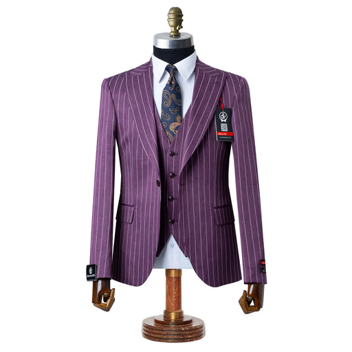 Chauncey | Purple Pinstripe 3-Piece Tailored-Fit Suit