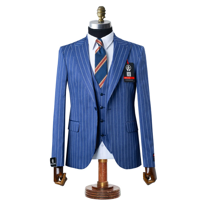 Chauncey | Royal Blue Pinstripe 3-Piece Tailored-Fit Suit