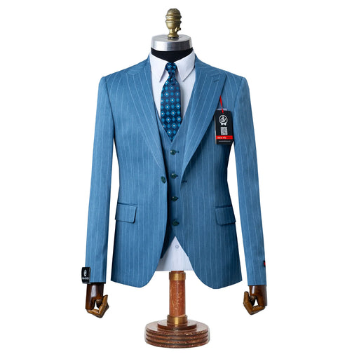 Chauncey | Turquoise Pinstripe 3-Piece Tailored-Fit Suit