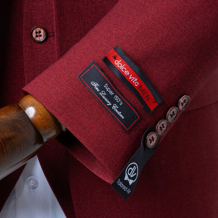 Ezekial | Burgundy Solid 3-Piece Tailored-Fit Suit