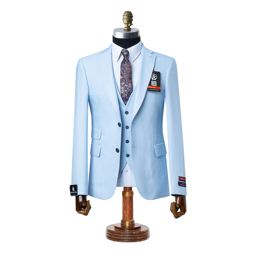 Ezekial | Light Blue Solid 3-Piece Tailored-Fit Suit