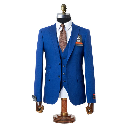 Ezekial | Royal Blue Solid 3-Piece Tailored-Fit Suit