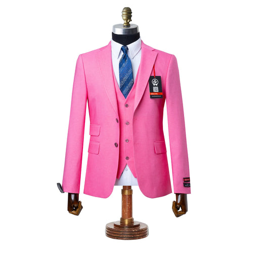 Ezekial | Pink Solid 3-Piece Tailored-Fit Suit