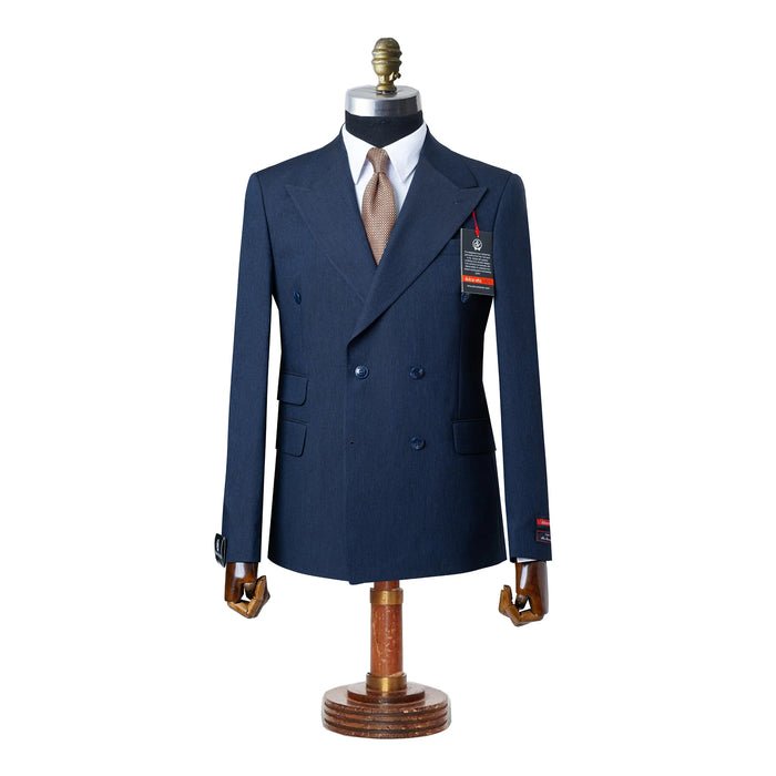Dutch | Navy Blue Double-Breasted 2-Piece Tailored-Fit Suit