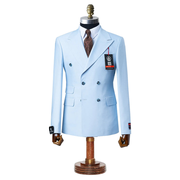 Dutch | Light Blue Double-Breasted 2-Piece Tailored-Fit Suit