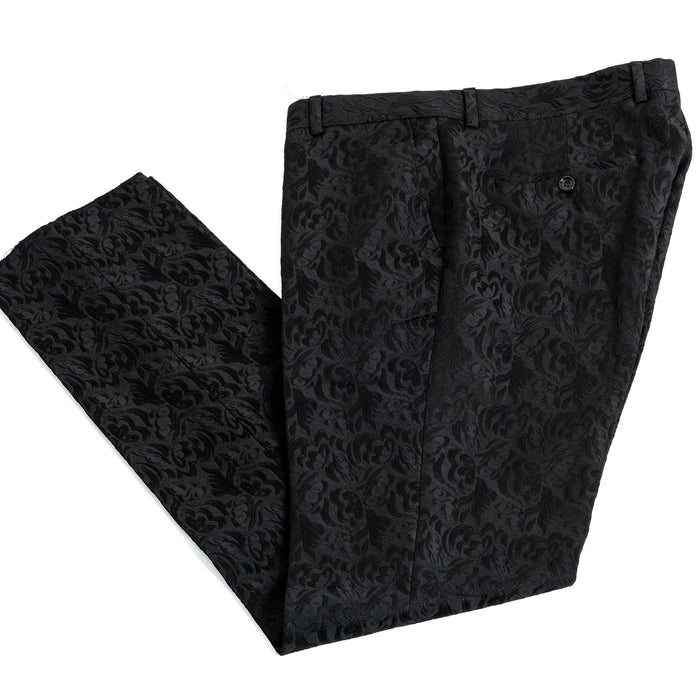 Gianni | Black with Burgundy Velvet Lapel 3-Piece Tailored-Fit Tuxedo