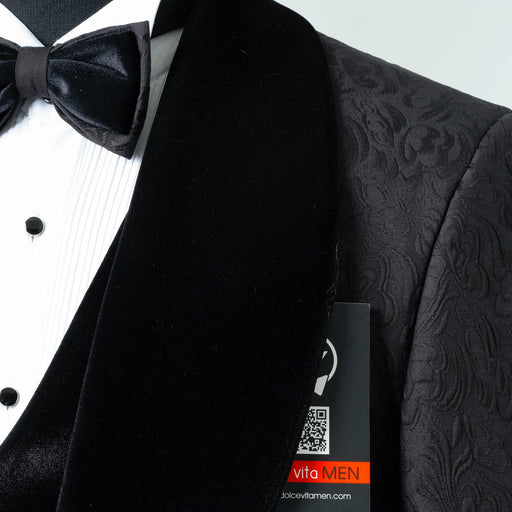 Gianni | Black with Black Velvet Lapel 3-Piece Tailored-Fit Tuxedo