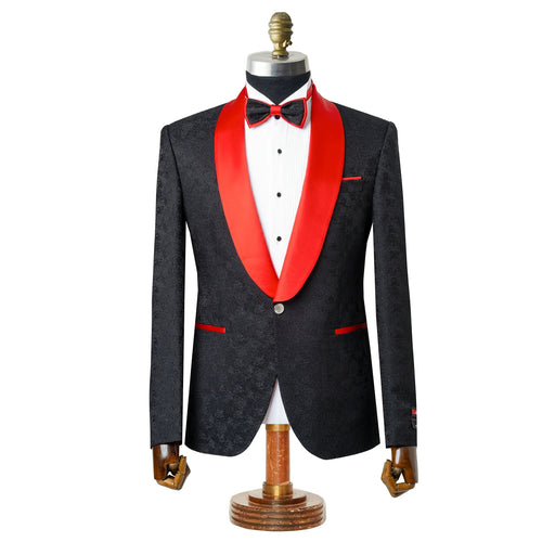 Carlo | Black and Red Satin 2-Piece Tailored-Fit Tuxedo
