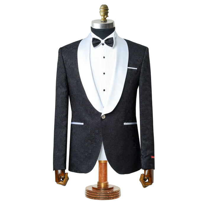 Carlo | Black and White Satin 2-Piece Tailored-Fit Tuxedo