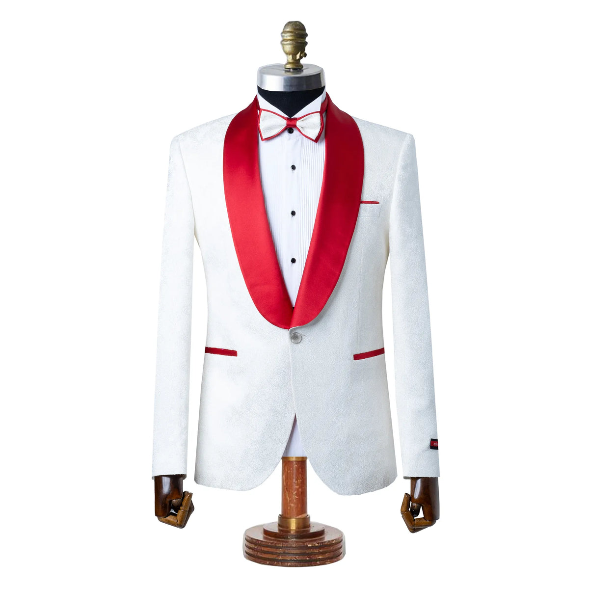 Carlo | White and Red Satin 2-Piece Tailored-Fit Tuxedo — dolce vita MEN