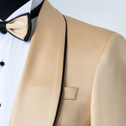 Laurent | Beige Tailored-Fit Tuxedo Jacket