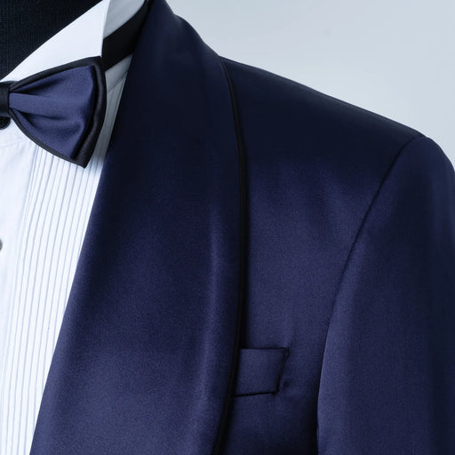 Laurent | Navy Blue Tailored-Fit Tuxedo Jacket