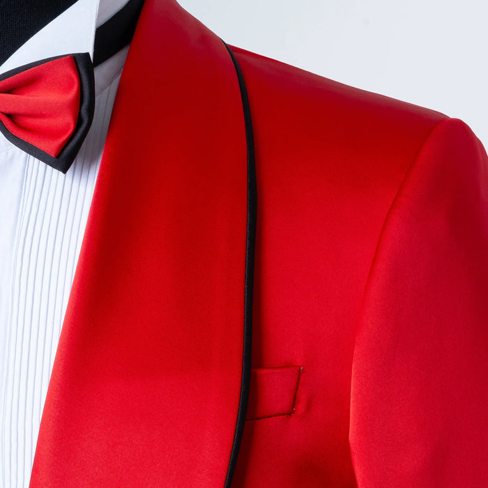 Laurent | Red Tailored-Fit Tuxedo Jacket
