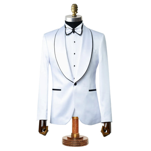Laurent | White Tailored-Fit Tuxedo Jacket
