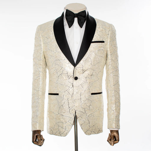 Beige Marbled Metallic 3-Piece Tailored-Fit Tuxedo