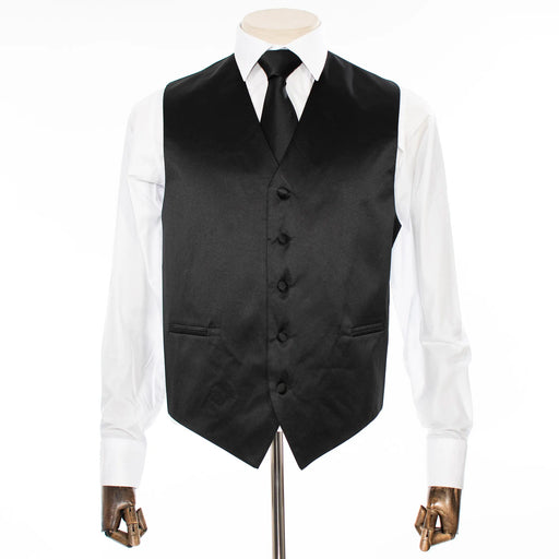 Black Vest with Matching Necktie and Hanky