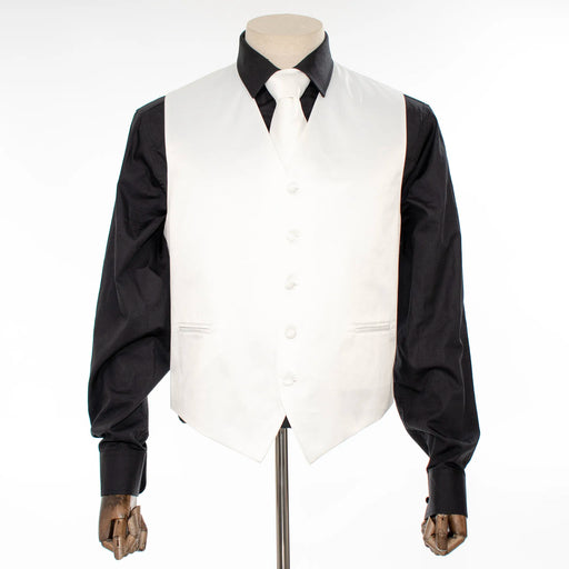 Off-White Vest with Matching Necktie and Hanky