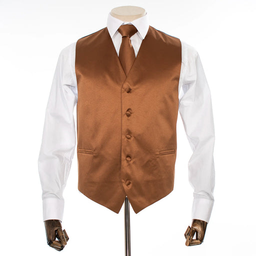 Medium Brown Vest with Matching Necktie and Hanky