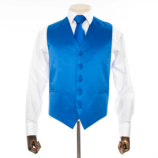 Royal Blue Vest with Matching Necktie and Hanky