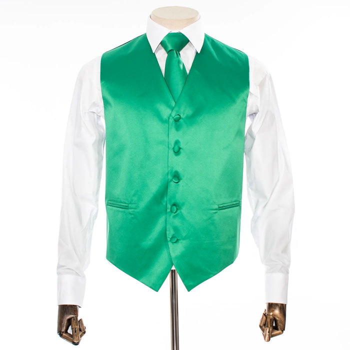 Emerald Green Vest with Matching Necktie and Hanky