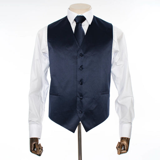 Navy Blue Vest with Matching Necktie and Hanky