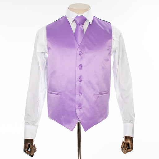 Lilac Vest with Matching Necktie and Hanky
