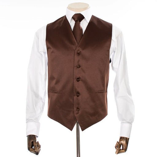 Chocolate Brown Vest with Matching Necktie and Hanky