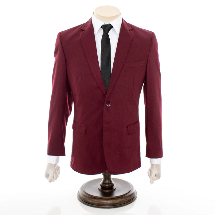 Men's Solid Burgundy 2-Piece Slim-Fit Suit