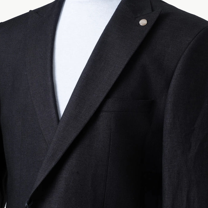 Angelo | Black 2-Piece Tailored-Fit Linen Suit