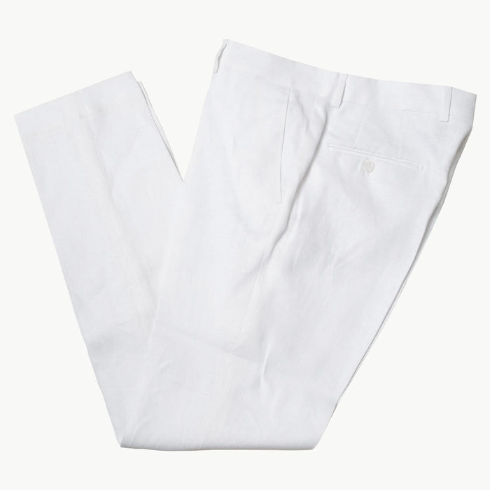 Angelo | White Tailored-Fit Linen Pants