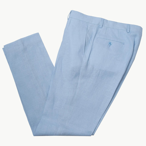 Angelo | Sky Blue Tailored-Fit Linen Pants