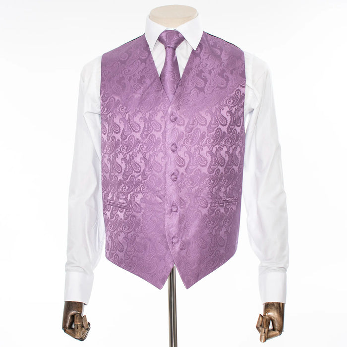 Lilac Paisley Vest with Matching Necktie and Hanky